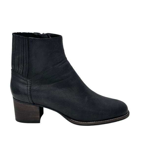 Aquatalia Waterproof Ankle Block Heel Boot Women's 7 Black Elastic Panel Zip Up - Picture 2 of 11